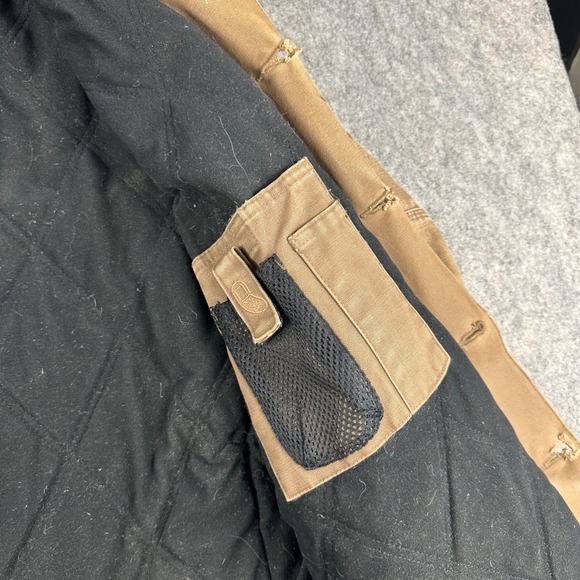 Canvas Barn Chore Jacket Quilt Lined Brown Work Thrash Distress Small OVERSIZED - Picture 5 of 16